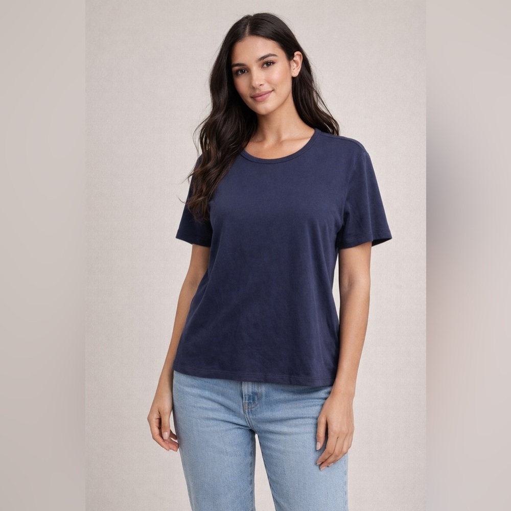 L.L. Bean Navy Blue Cotton Tee Large | 100% Cotton Natural Fiber Shirt